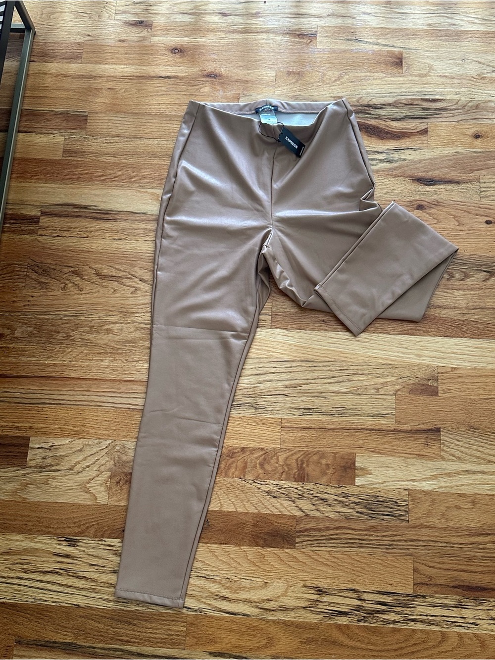 Nude colored faux leather pants Express